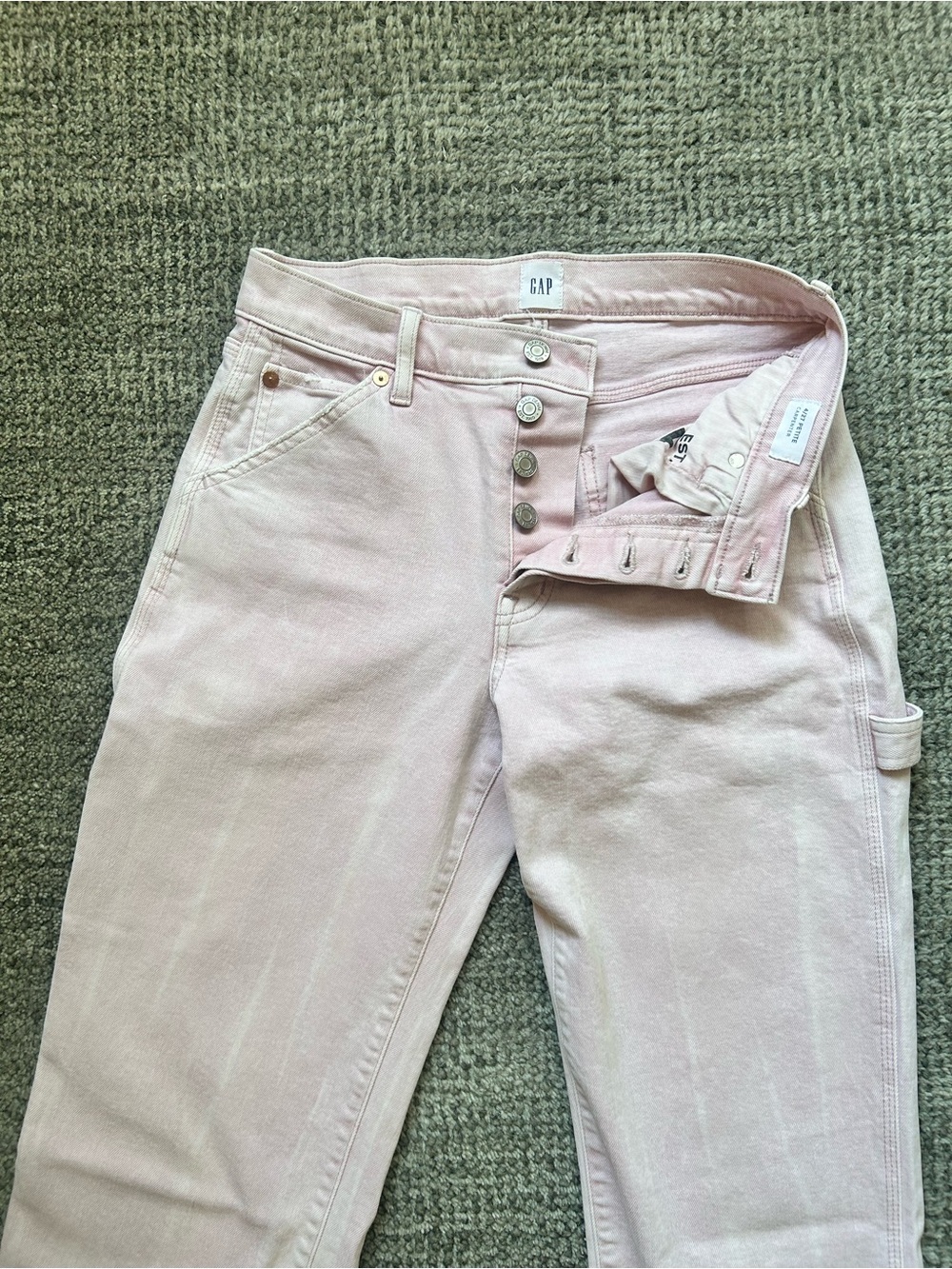 GAP High-Rise Pale Pink Women's Cargo Jeans with Button Fly